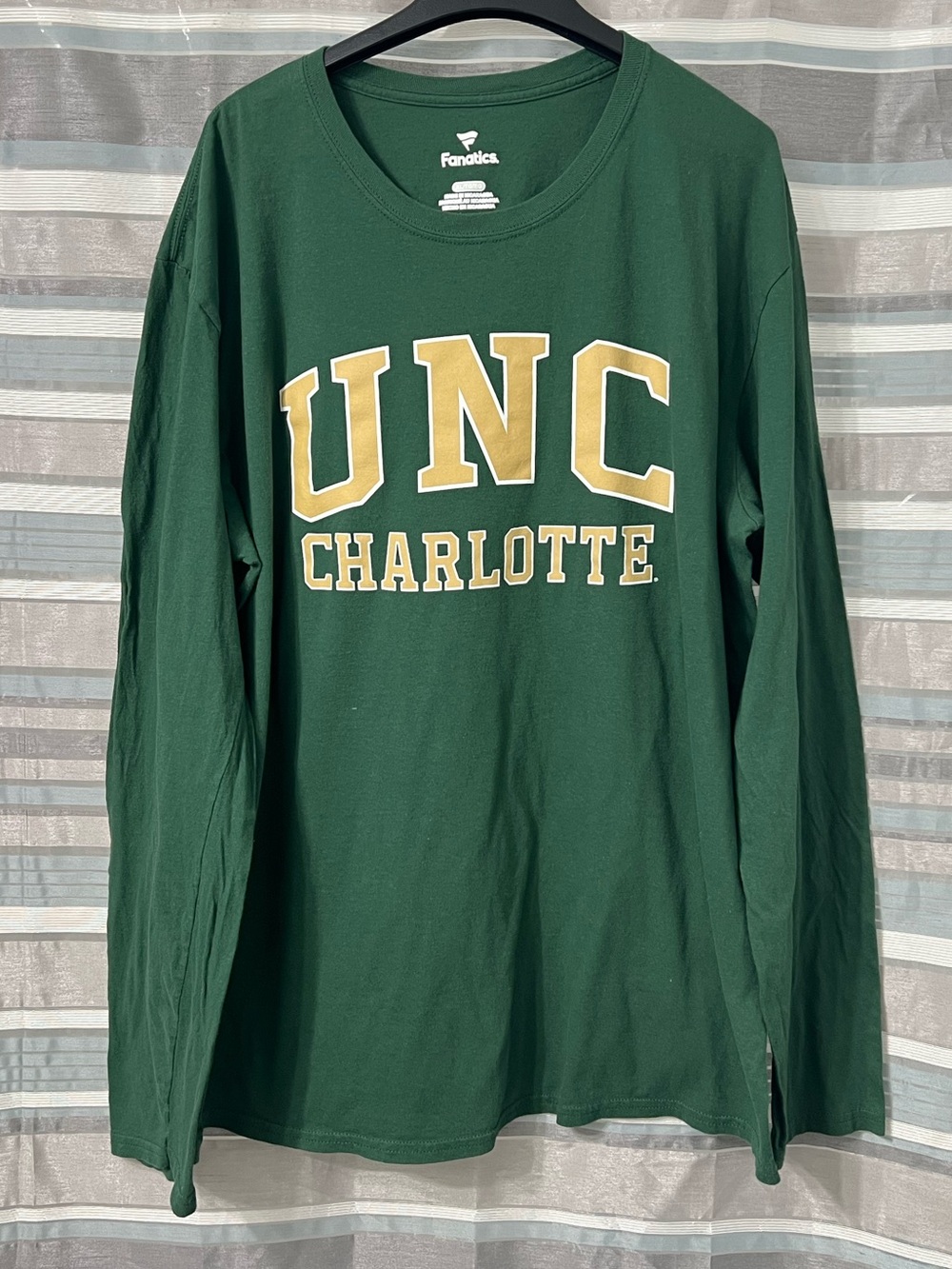 Fanatics Dark Green Long Sleeve UNC Charlotte 49ers Tee with Gold Lettering